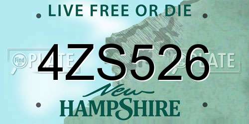 4ZS526 New Hampshire License Plate