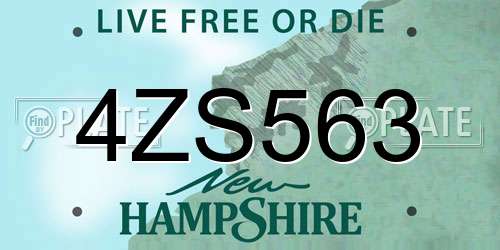 4ZS563 New Hampshire License Plate