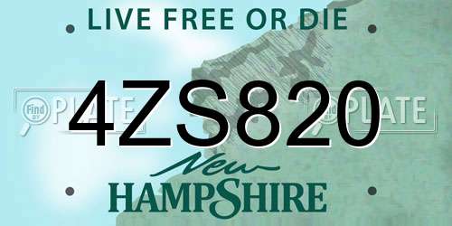 4ZS820 New Hampshire License Plate