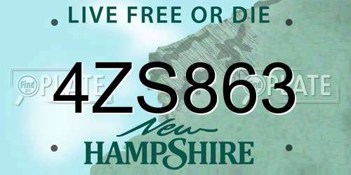 4ZS863 New Hampshire License Plate