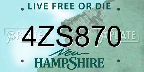 4ZS870 New Hampshire License Plate