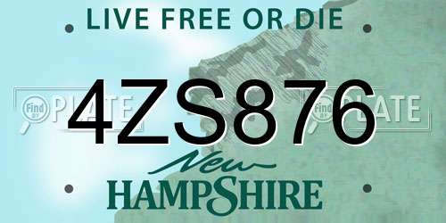 4ZS876 New Hampshire License Plate