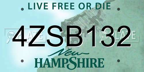 4ZSB132 New Hampshire License Plate