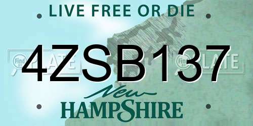 4ZSB137 New Hampshire License Plate