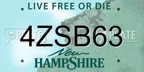 4ZSB63 New Hampshire License Plate