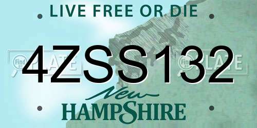 4ZSS132 New Hampshire License Plate