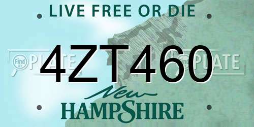 4ZT460 New Hampshire License Plate