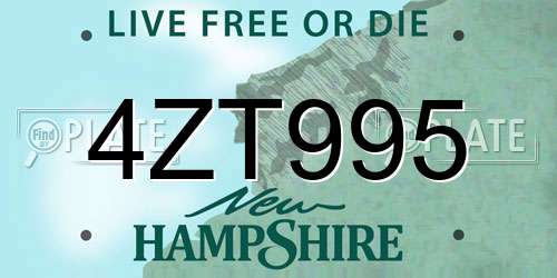 4ZT995 New Hampshire License Plate