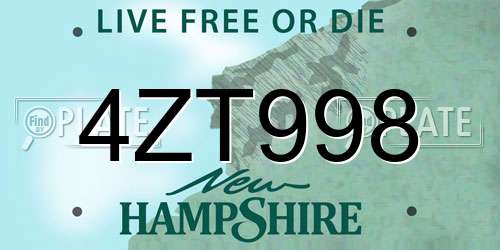 4ZT998 New Hampshire License Plate