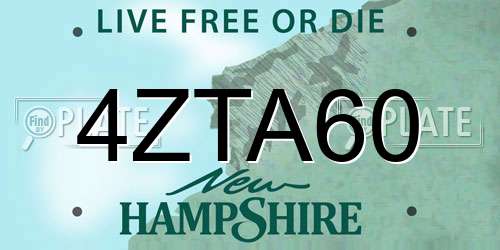 4ZTA60 New Hampshire License Plate