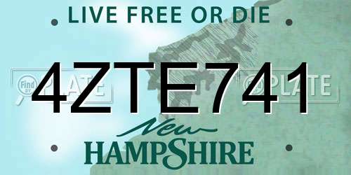4ZTE741 New Hampshire License Plate