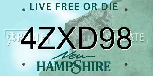 4ZXD98 New Hampshire License Plate