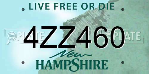 4ZZ460 New Hampshire License Plate