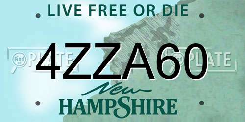 4ZZA60 New Hampshire License Plate