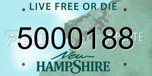 5000188 New Hampshire License Plate
