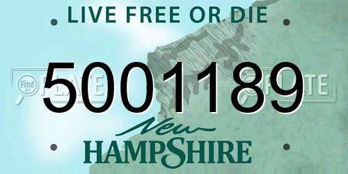 5001189 New Hampshire License Plate