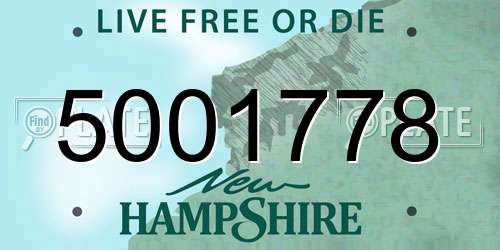 5001778 New Hampshire License Plate