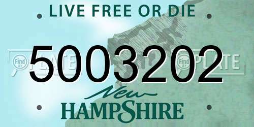 5003202 New Hampshire License Plate