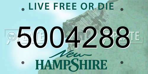 5004288 New Hampshire License Plate