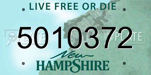 5010372 New Hampshire License Plate
