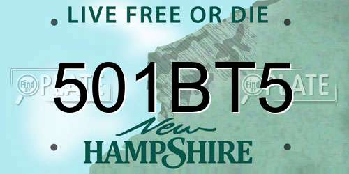 501BT5 New Hampshire License Plate