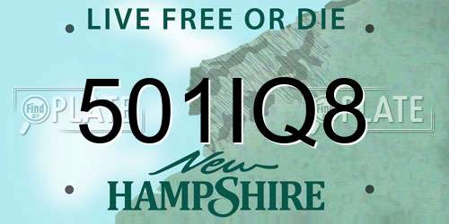 501IQ8 New Hampshire License Plate
