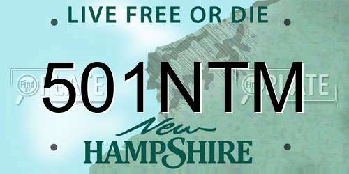 501NTM New Hampshire License Plate