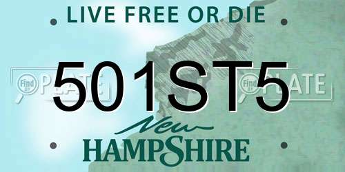 501ST5 New Hampshire License Plate
