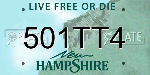 501TT4 New Hampshire License Plate