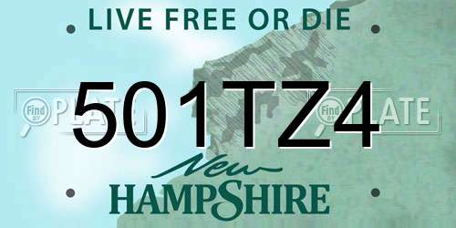 501TZ4 New Hampshire License Plate