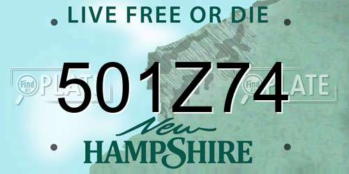 501Z74 New Hampshire License Plate