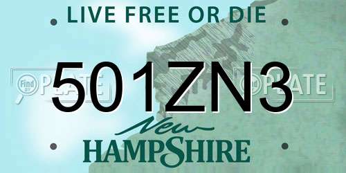 501ZN3 New Hampshire License Plate