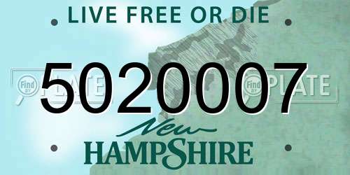 5020007 New Hampshire License Plate