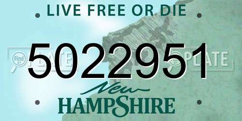 5022951 New Hampshire License Plate