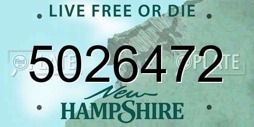 5026472 New Hampshire License Plate