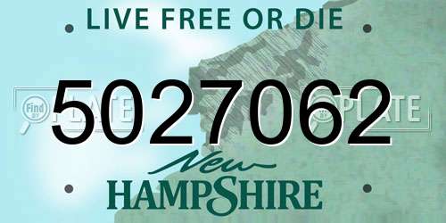 5027062 New Hampshire License Plate