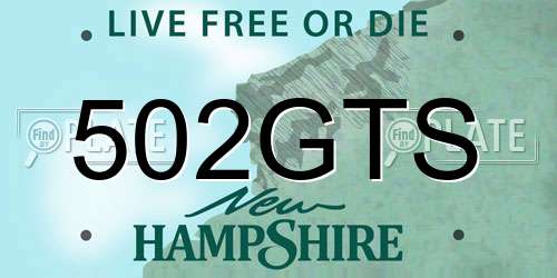 502GTS New Hampshire License Plate