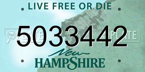 5033442 New Hampshire License Plate