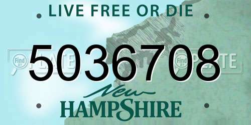 5036708 New Hampshire License Plate
