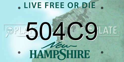 504C9 New Hampshire License Plate