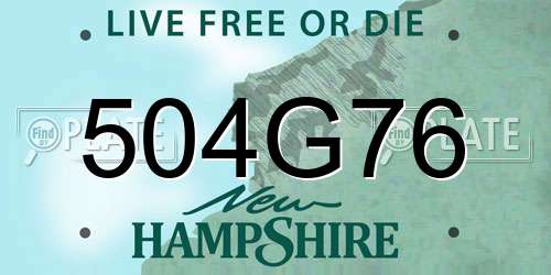 504G76 New Hampshire License Plate
