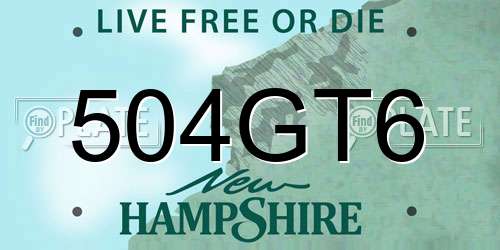 504GT6 New Hampshire License Plate