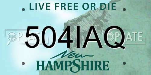 504IAQ New Hampshire License Plate