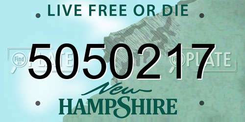 5050217 New Hampshire License Plate