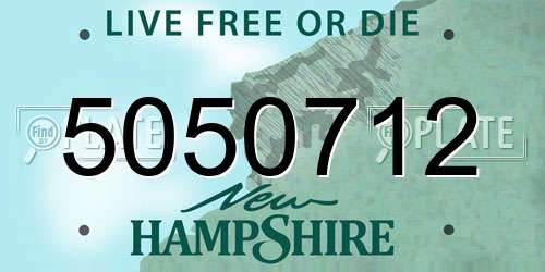 5050712 New Hampshire License Plate