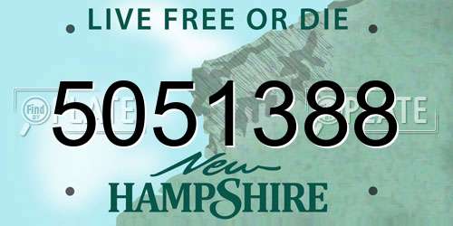 5051388 New Hampshire License Plate