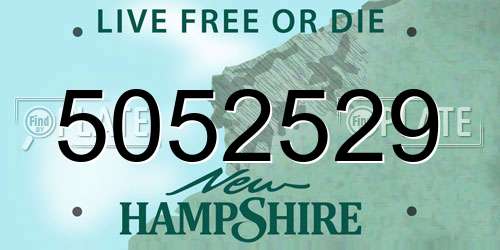 5052529 New Hampshire License Plate