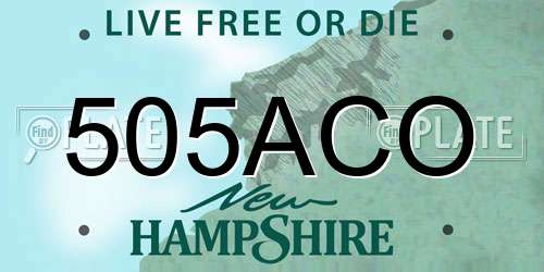 505ACO New Hampshire License Plate