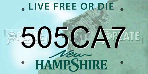 505CA7 New Hampshire License Plate