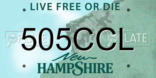 505CCL New Hampshire License Plate